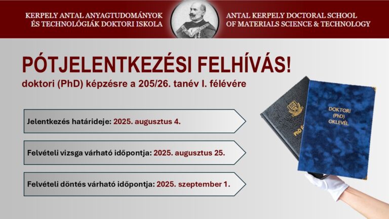 Read more about the article PÓTJELENTKEZÉSI FELHÍVÁS DOKTORI (PhD) KÉPZÉSRE